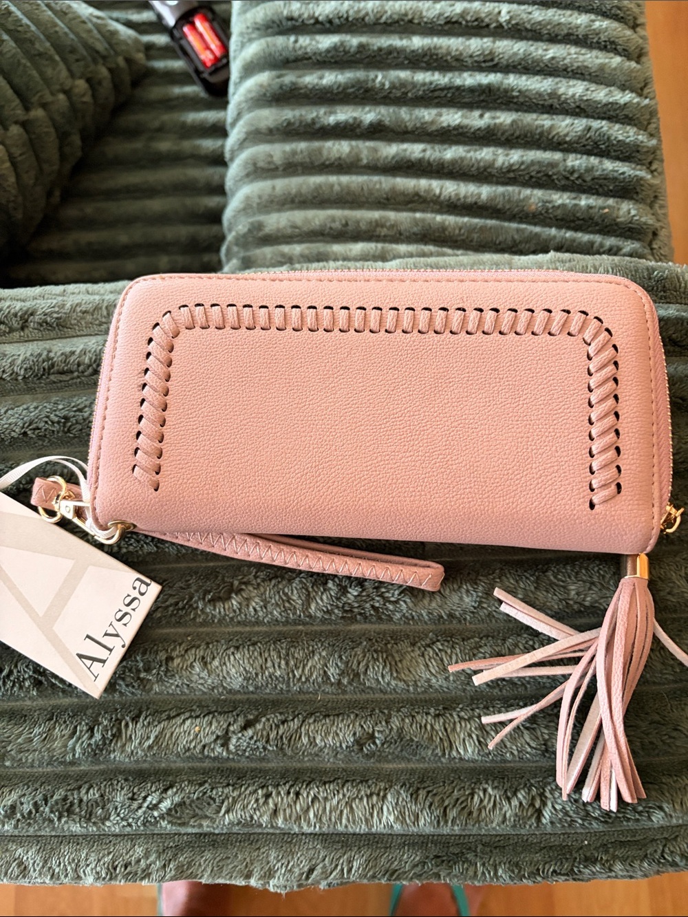 Blush Pink Tassel Wristlet Clutch
